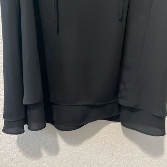 AMANDA UPRICHARD Black Sleeveless Mini Dress Belle Ruffle Tie LBD, Size XS - Picture 3 of 7